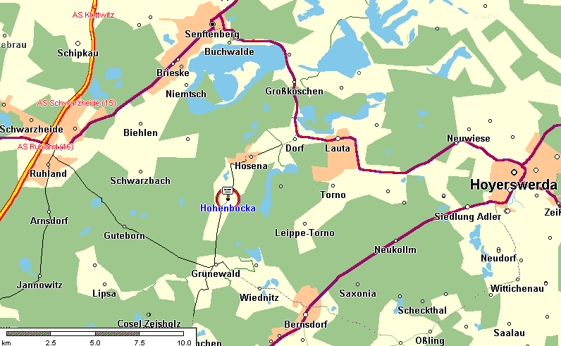 Regionalkarte - 30km Umkreis von Hohenbocka (Senftenberg, Hoyerswerda)